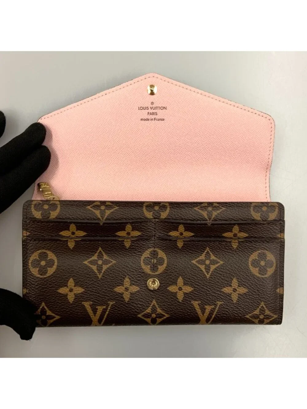 Louis Vuitton Monogram Portefeuille Sarah Bifold Wallet Brown Pink
